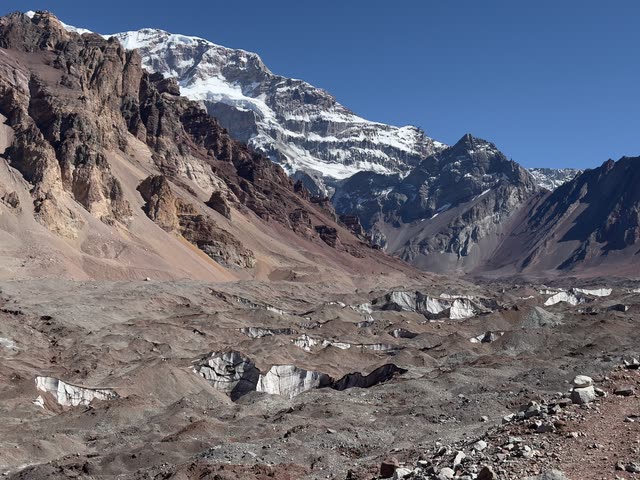 Snow-covered south face of Aconcagua