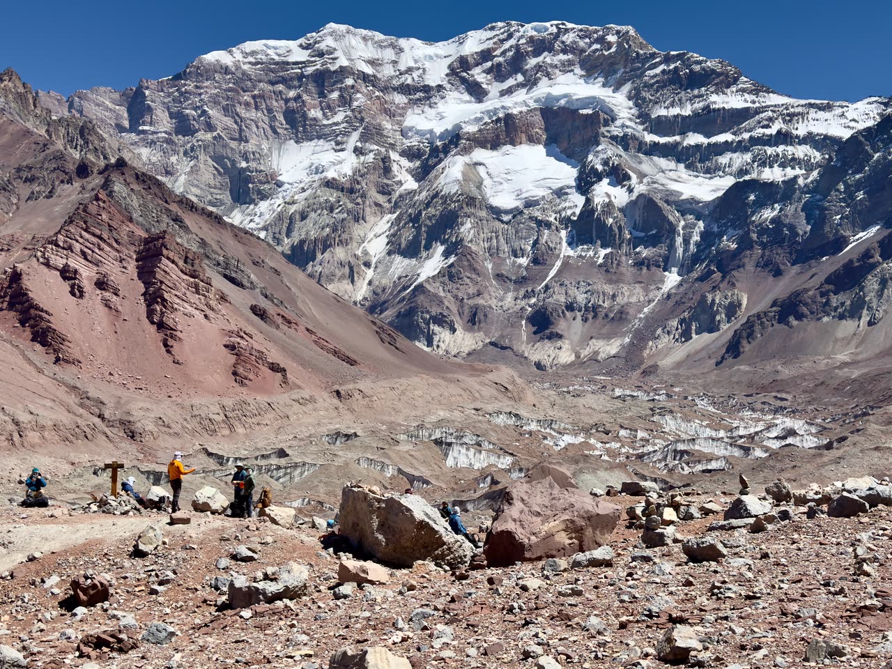 Rocky peaks with glacier visible behind