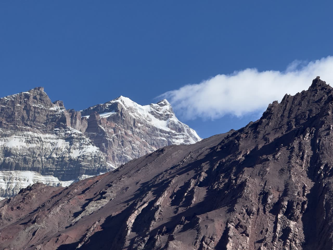 View through a narrow rocky canyon