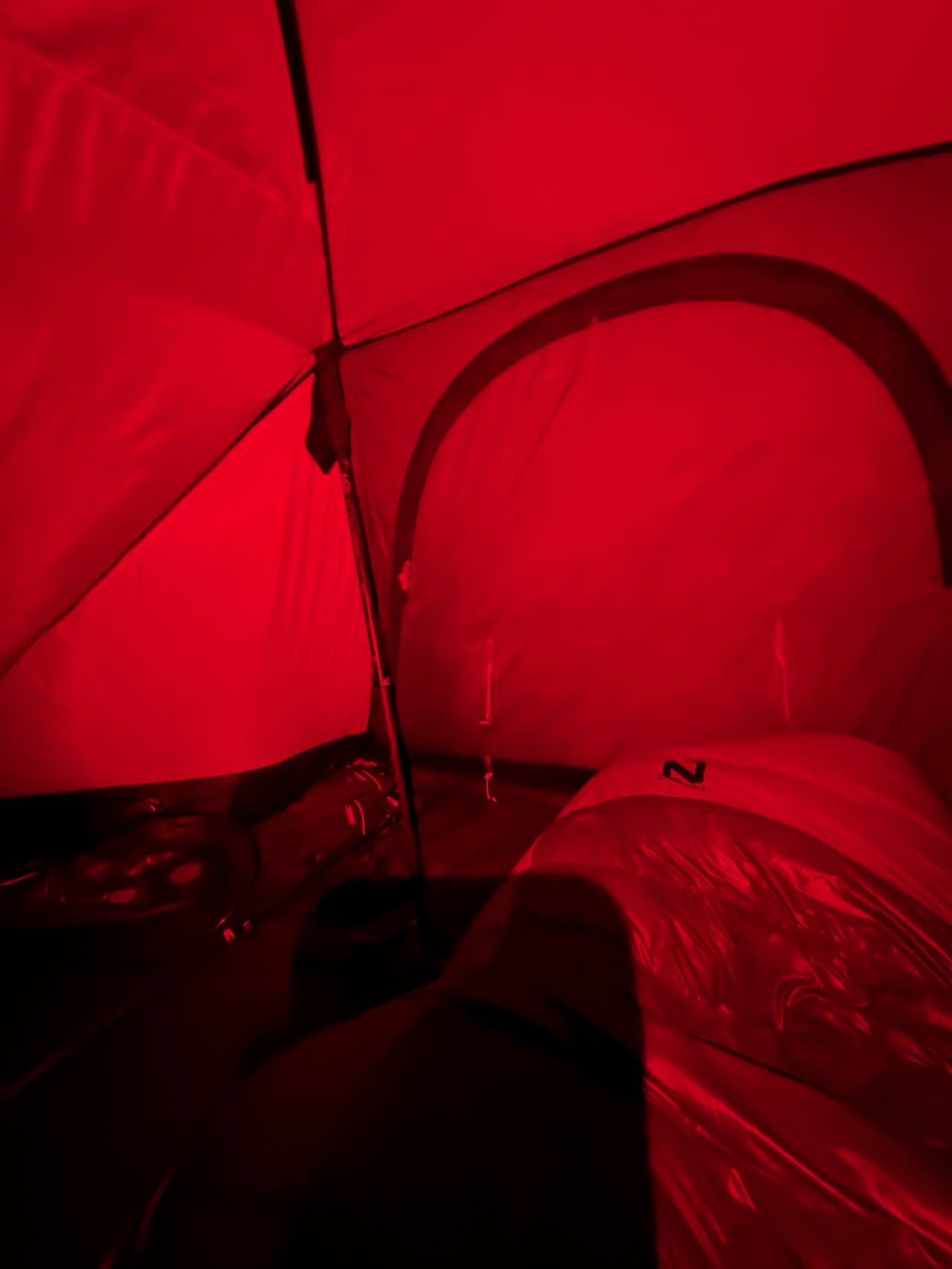 View of tent ceiling fabric from inside
