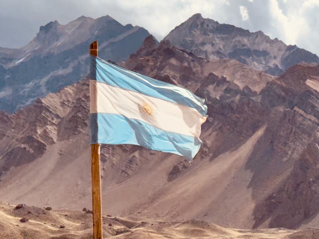 Argentine flag waving in the wind