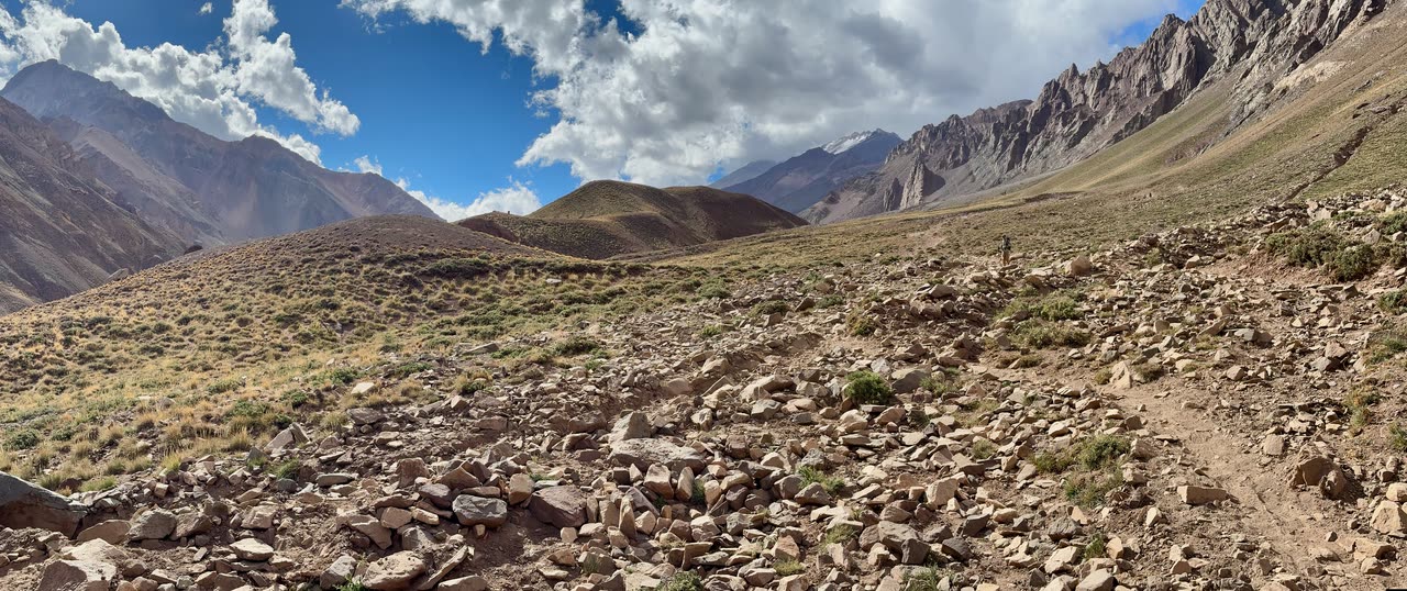 Rocky hillside with scattered green scrub
