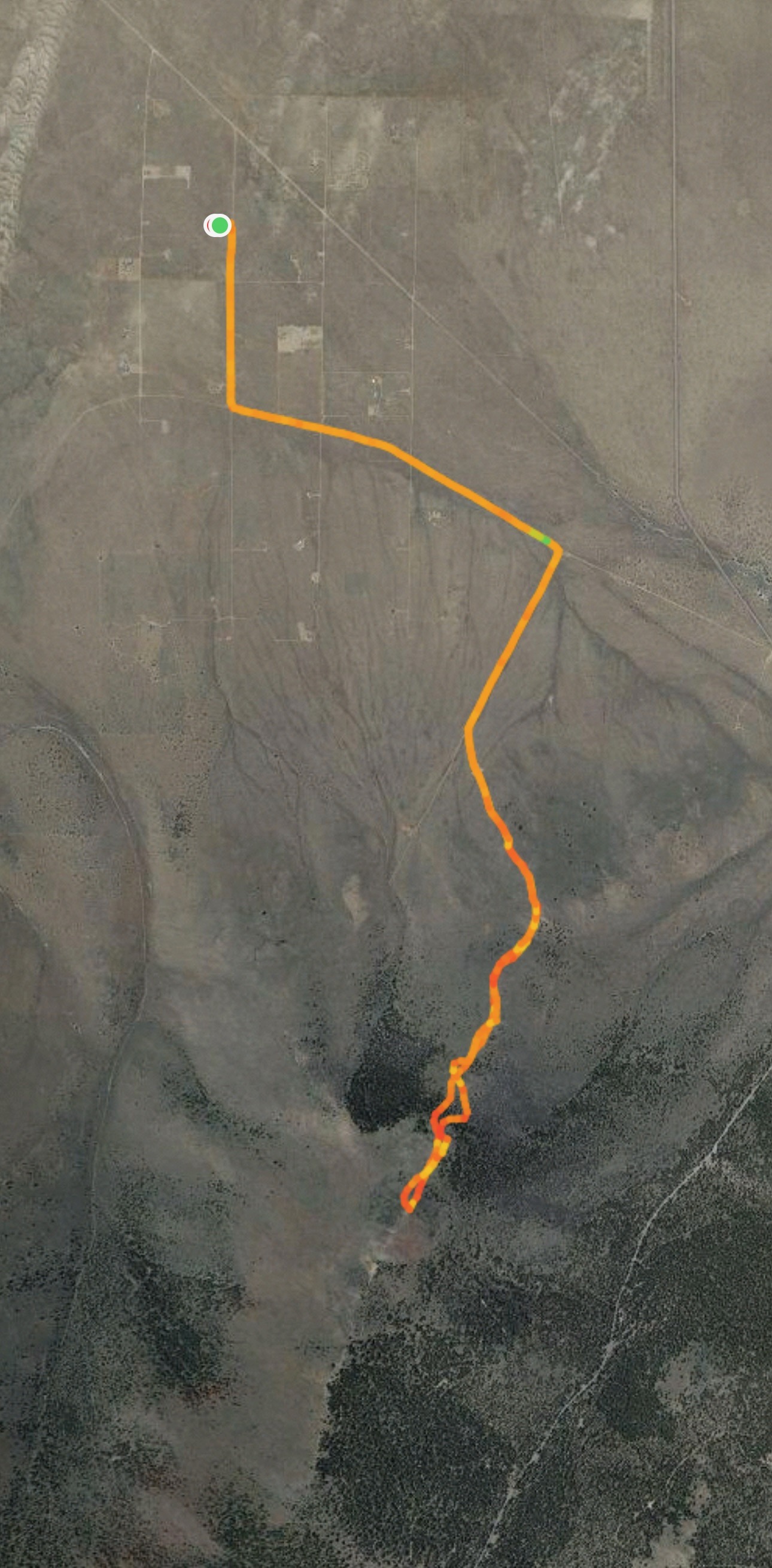GPS track of hike route from house to summit